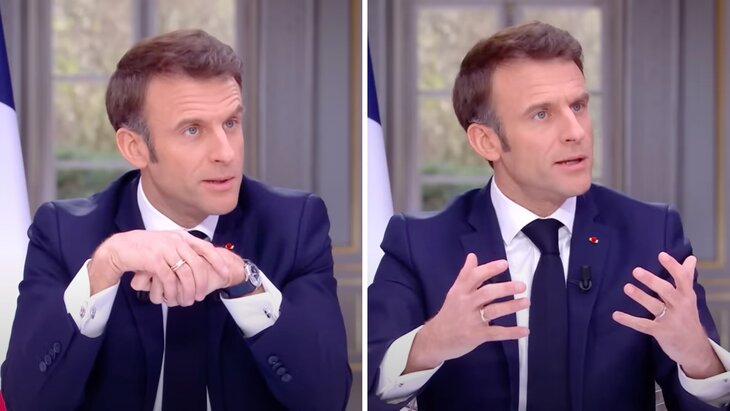 Макрон попытался незаметно снять часы за 80 тысяч евро во время интервью
